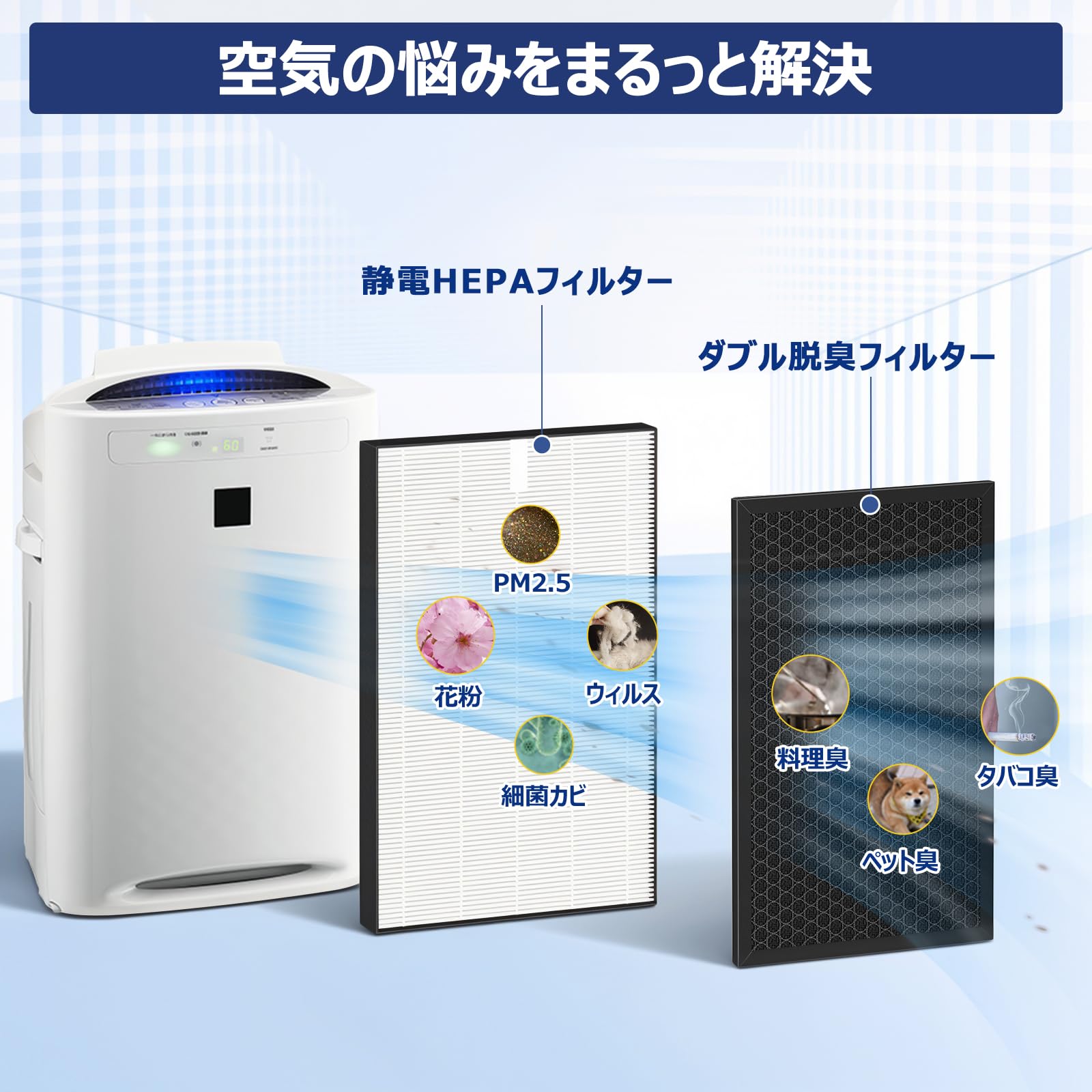 シャープ 加湿空気洗浄機【予備フィルター付き】 kusunokishop_blow-7143set-5f